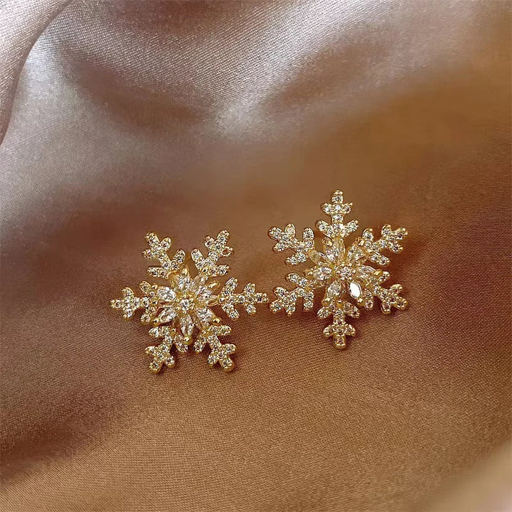Elegant Snowflake Pearl and Crystal Earrings