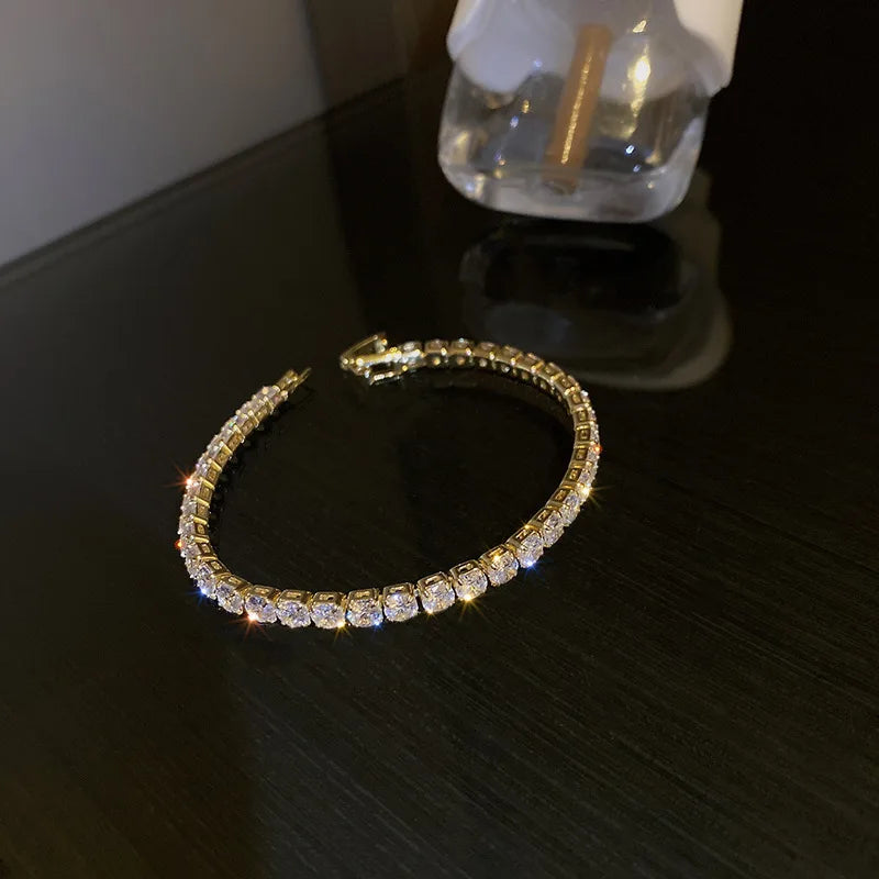 Sophisticated Gold Cubic Zirconia Tennis Bracelet