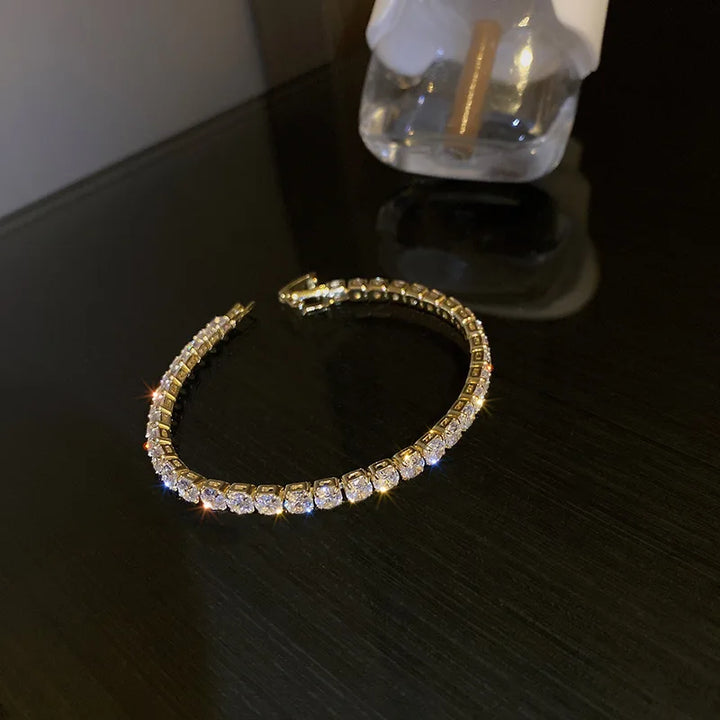 Sophisticated Gold Cubic Zirconia Tennis Bracelet