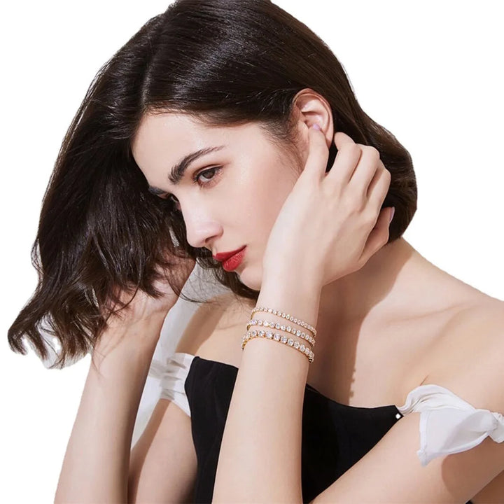 Elegant Gold Sterling Silver Tennis Bracelet