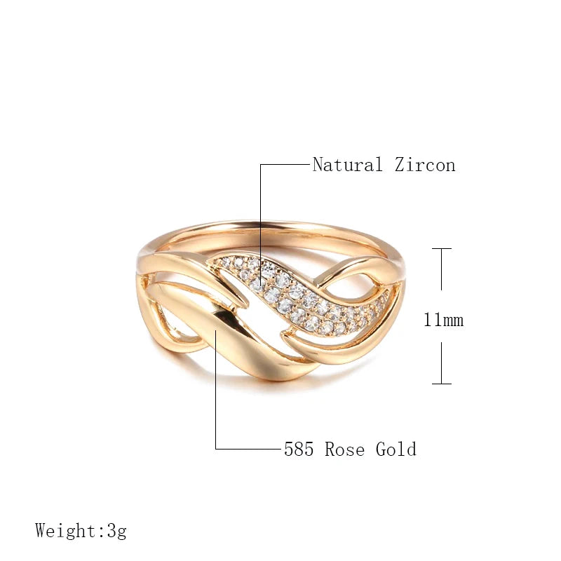 Elegant Rose Gold Geometric Zircon Ring
