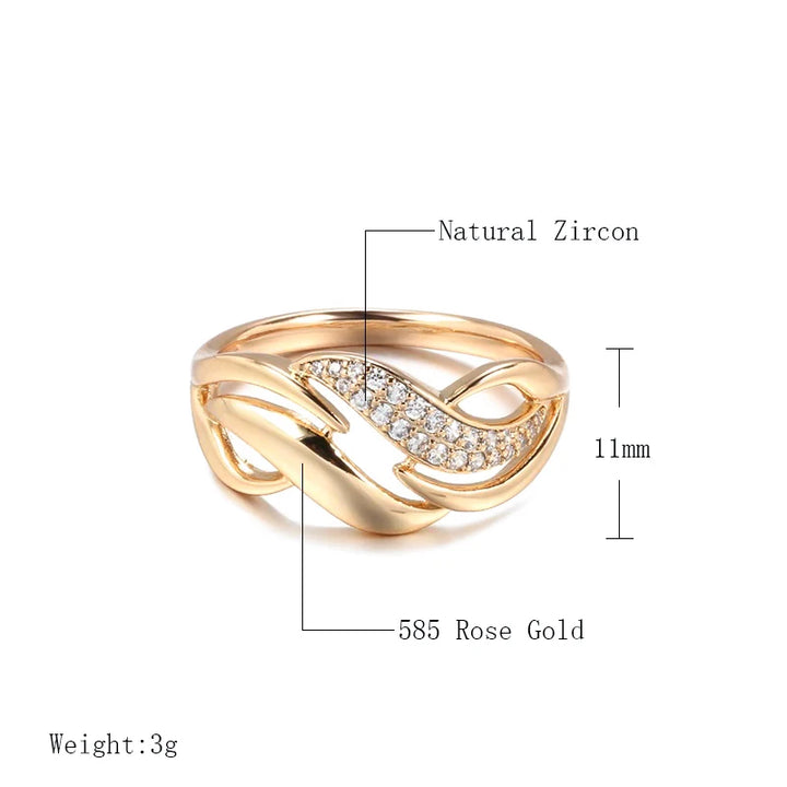 Elegant Rose Gold Geometric Zircon Ring