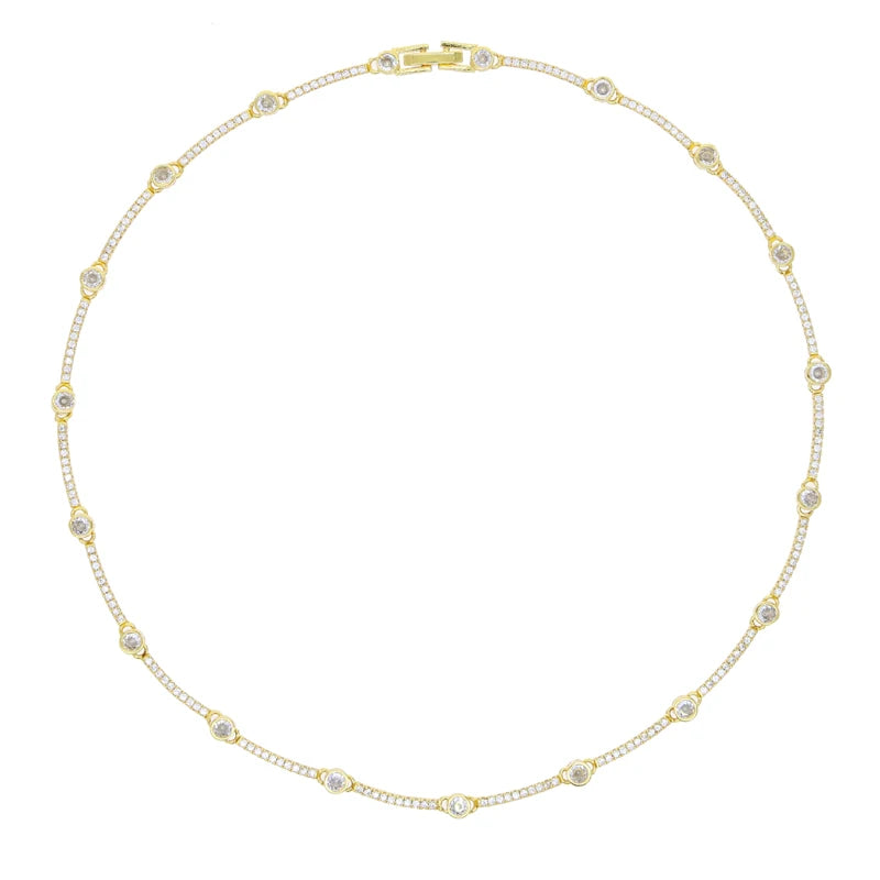 Sophisticated Gold Cubic Zirconia Tennis Choker