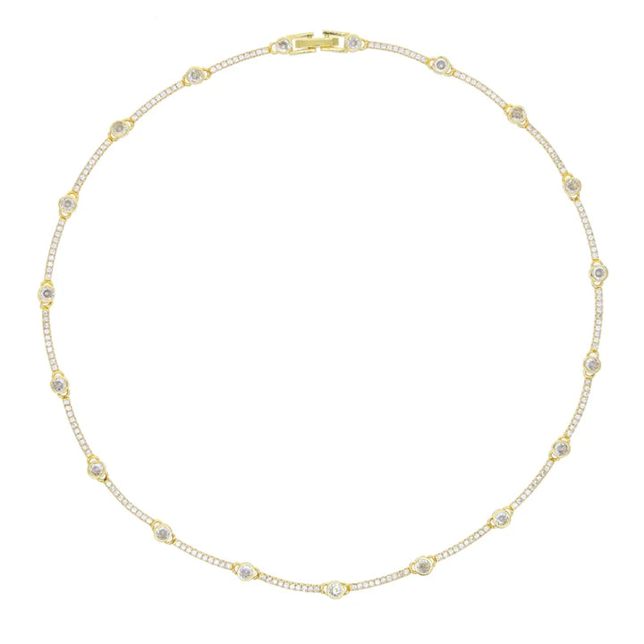 Sophisticated Gold Cubic Zirconia Tennis Choker