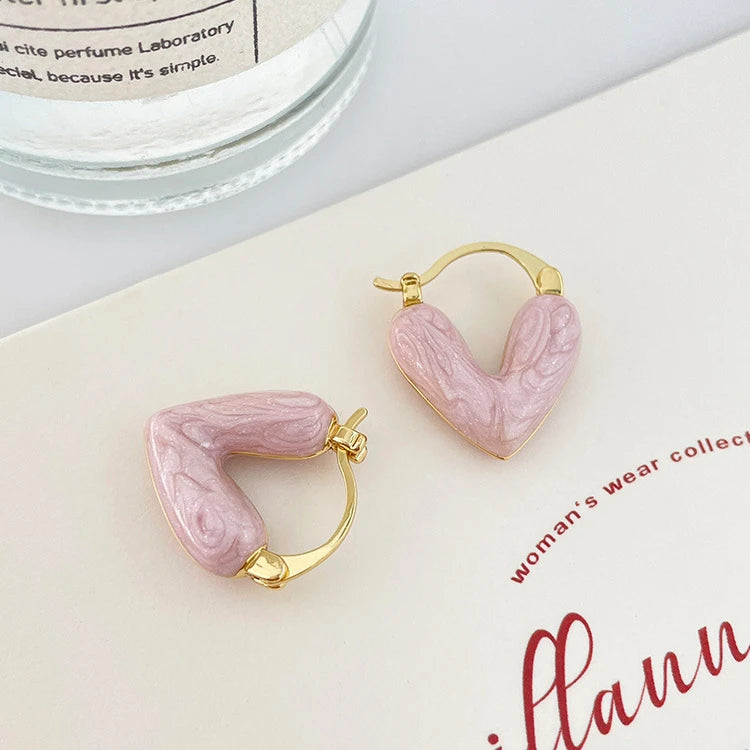 Romantic Red Enamel Heart Earrings