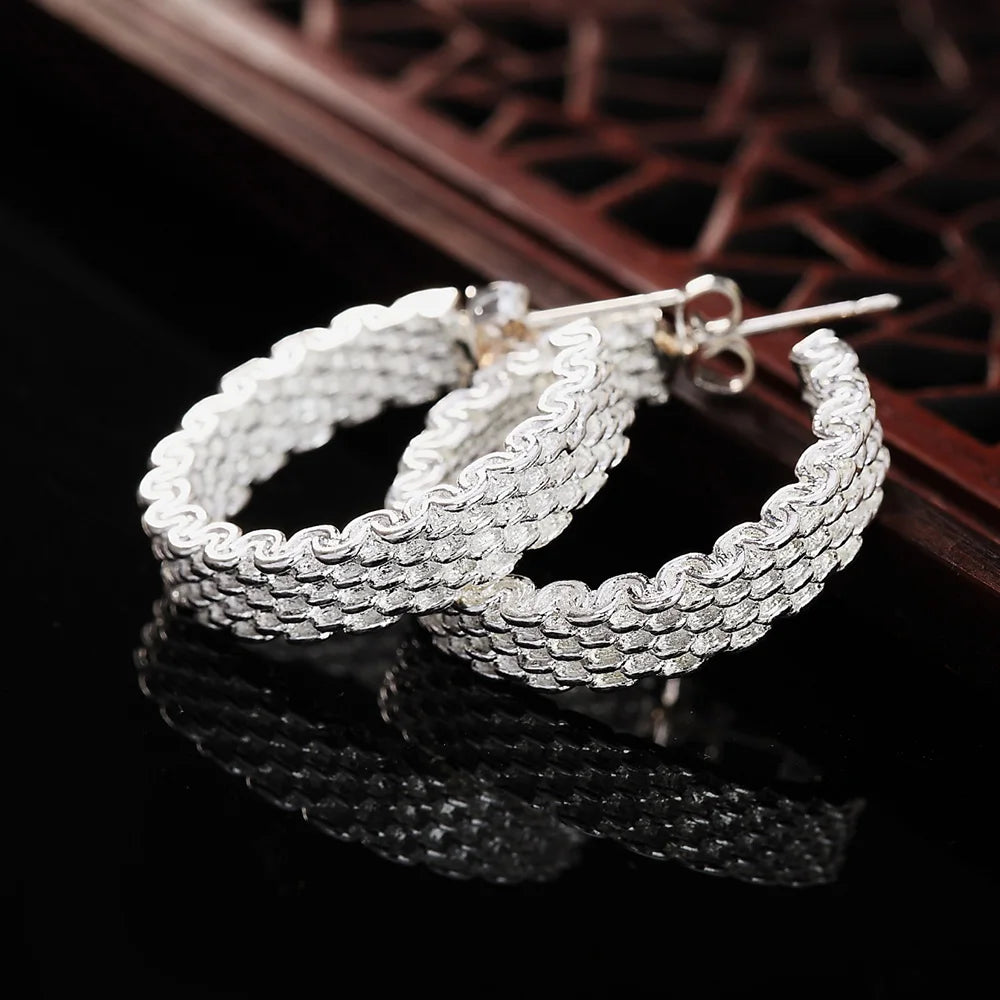 Elegant Sterling Silver Christmas Charm Earrings