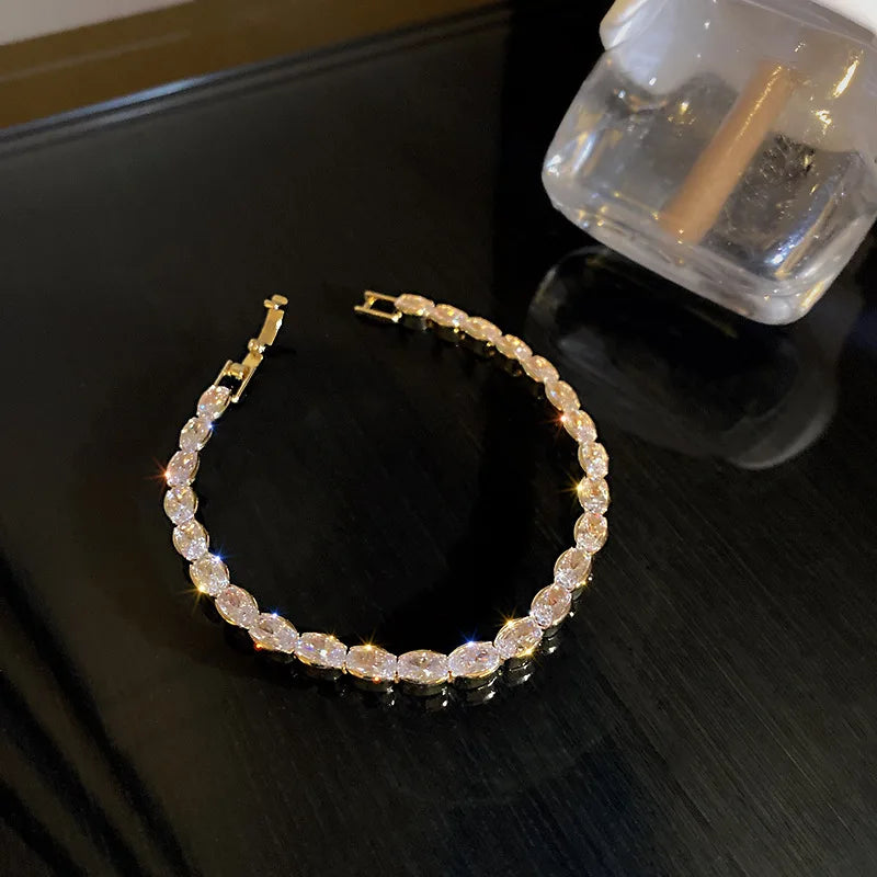 Sophisticated Gold Cubic Zirconia Tennis Bracelet