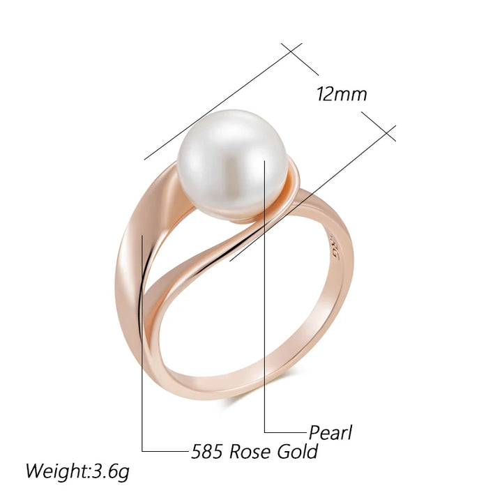 Exclusive Rose Gold Pearl Geometric Ring