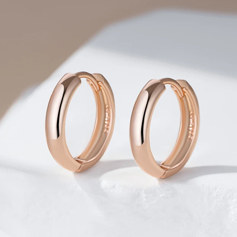 Elegant Rose Gold Glossy Dangle Earrings