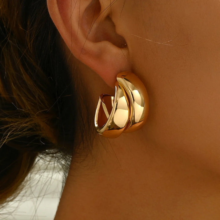 Elegant Gold Chunky Hoop Earrings