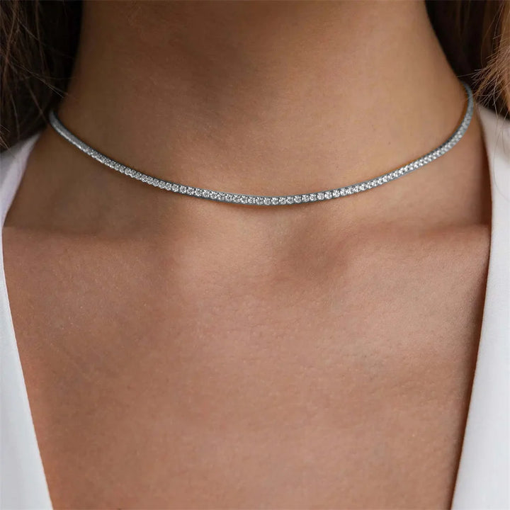 Elegant Gold Stainless Steel Tennis Necklace