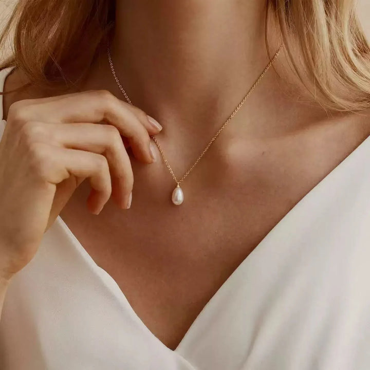Timeless Water Drop Pearl Pendant Necklace