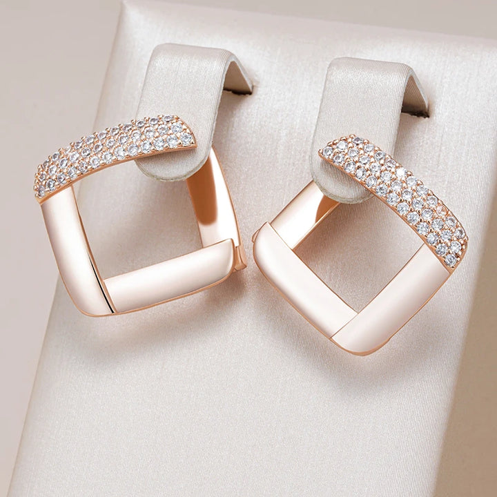 Sophisticated Rose Gold Zircon Stud Earrings