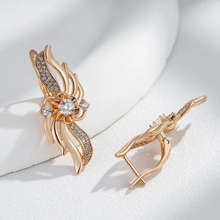 Exclusive Rose Gold Hollow Flower Earrings