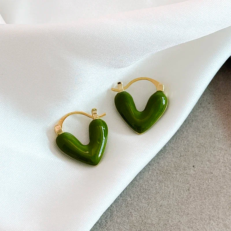 Romantic Red Enamel Heart Earrings