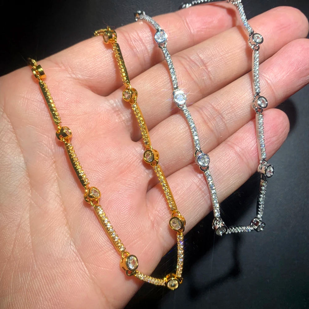 Sophisticated Gold Cubic Zirconia Tennis Choker