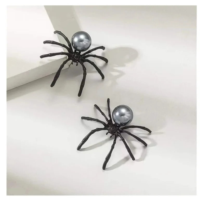 Black Spider Pearl Earrings