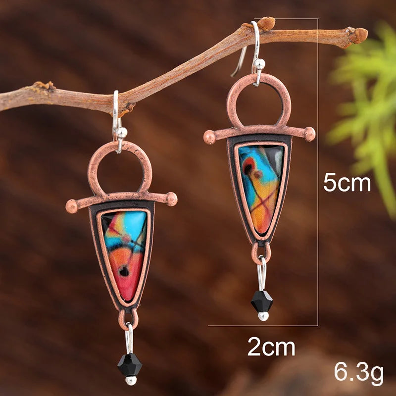 Retro geometric pattern earrings