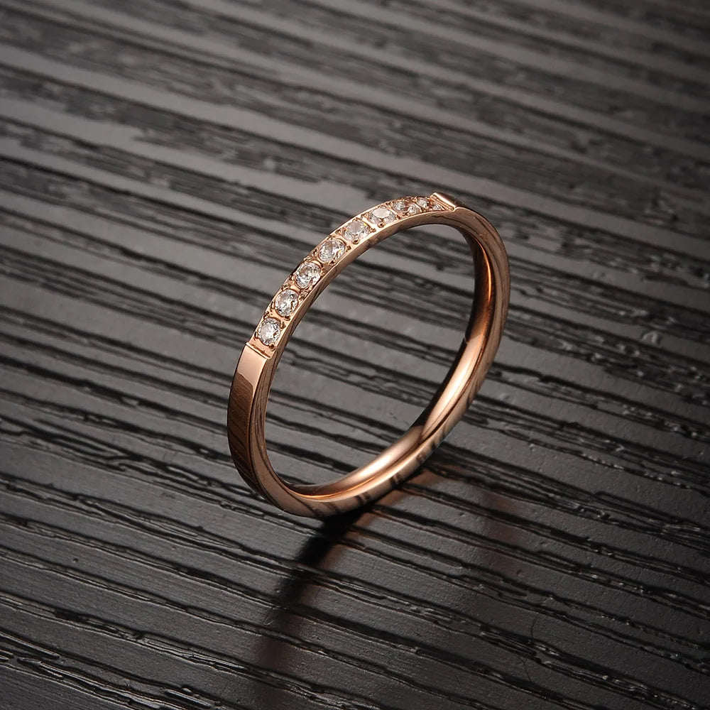 Timeless Rose Gold CZ Inlaid Ring