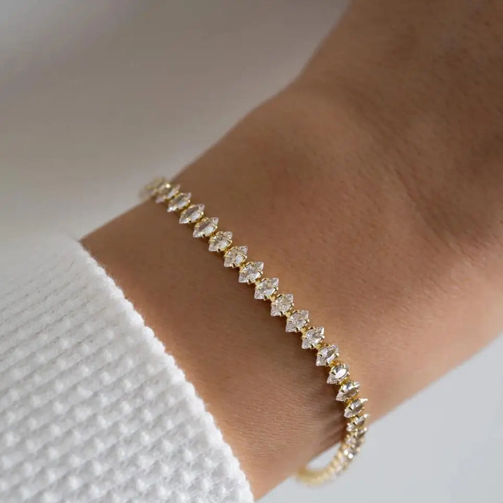 Sophisticated Gold Cubic Zirconia Tennis Bracelet