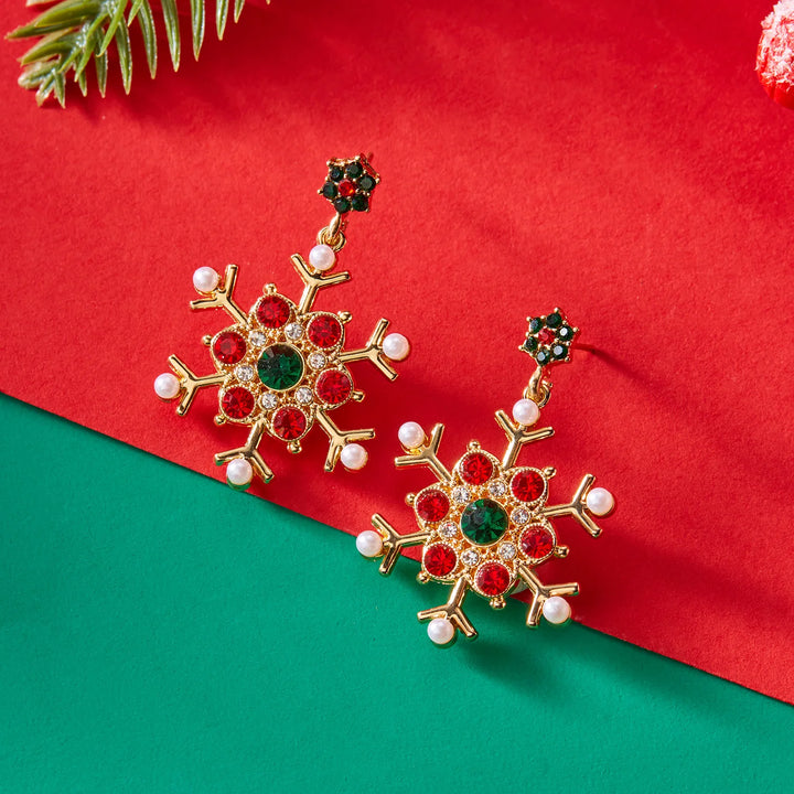 Chic Crystal Snowflake Stud Earrings