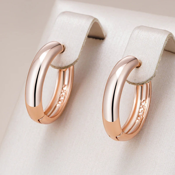 Elegant Rose Gold Glossy Dangle Earrings