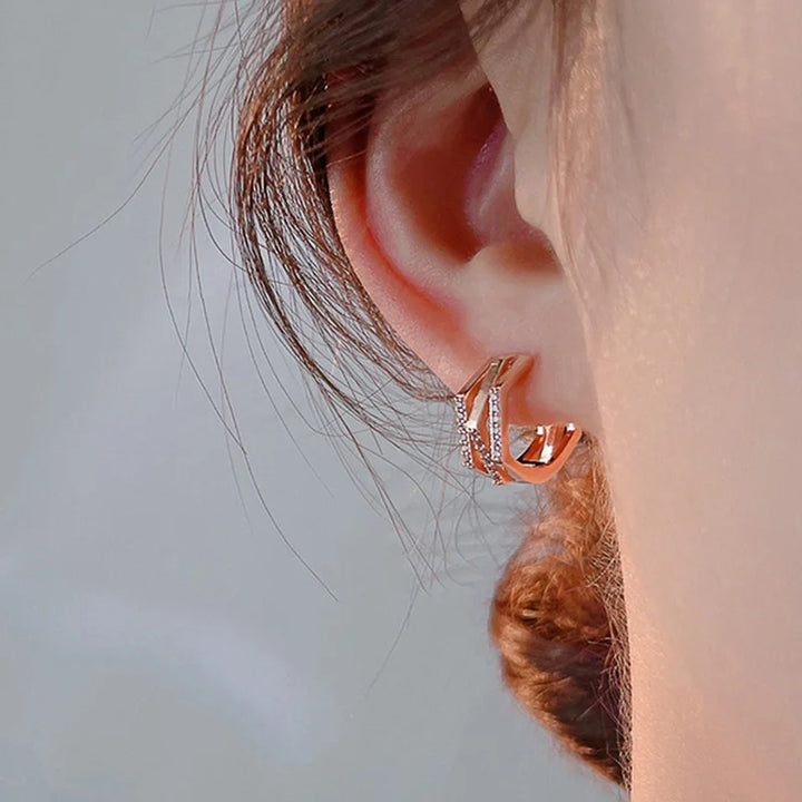 Exclusive Rose Gold Geometric Hoop Earrings