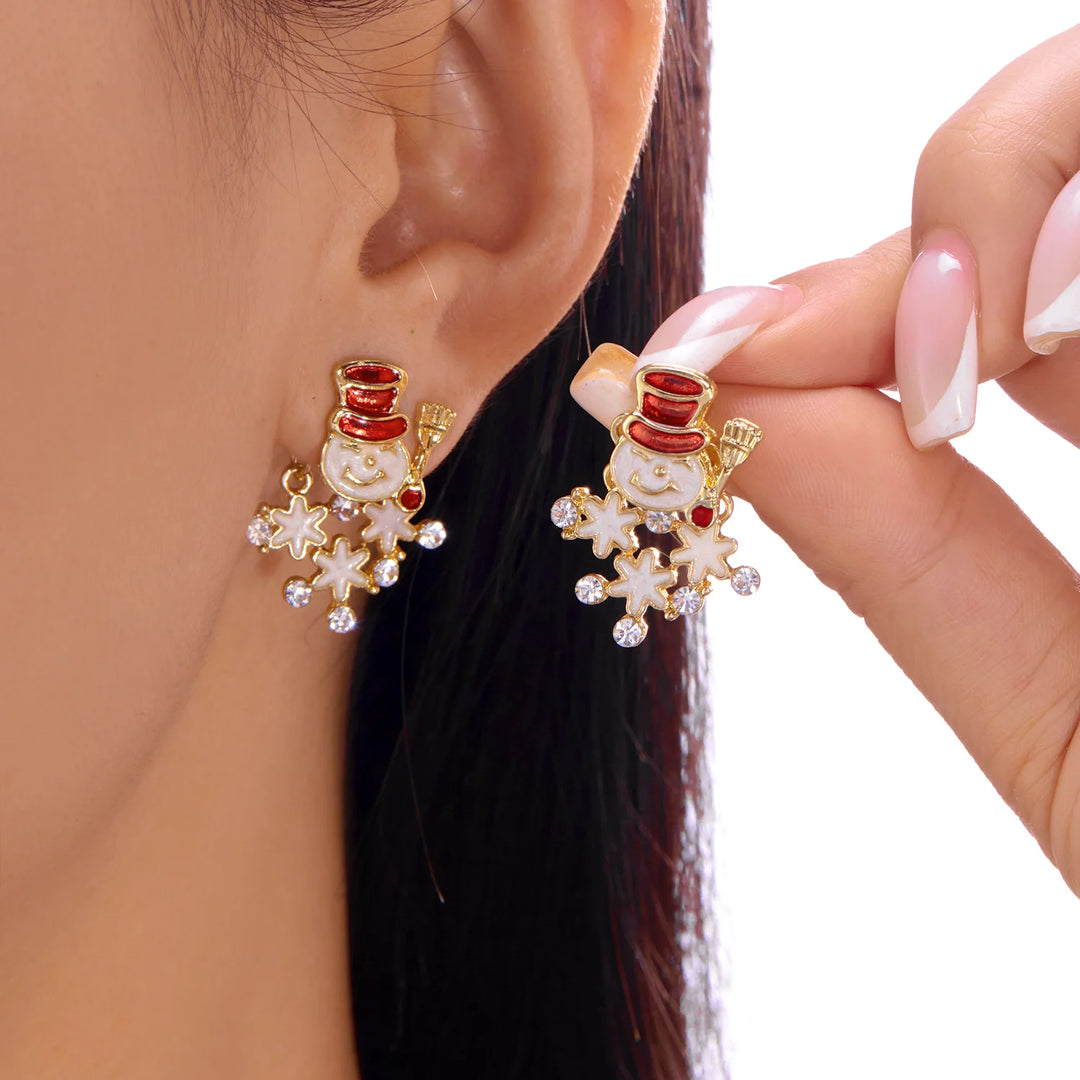 Elegant Crystal Snowflake Pearl Drop Earrings