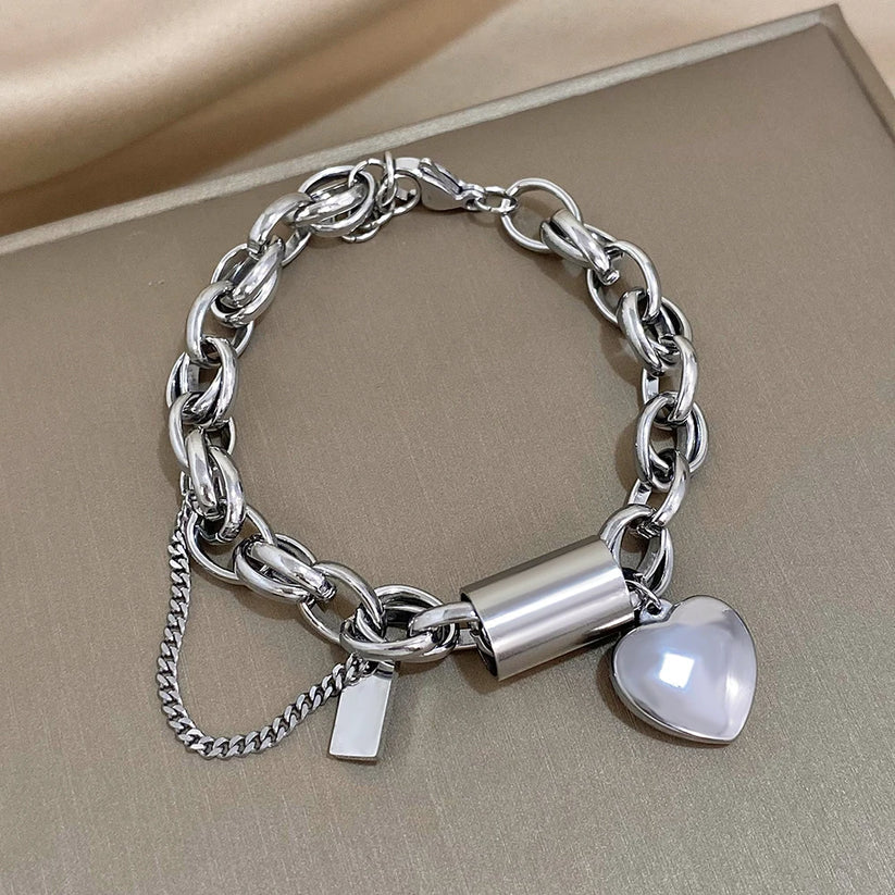 Elegant Heartened Gold Chunky Bracelet