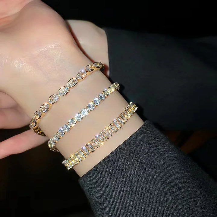 Sophisticated Gold Cubic Zirconia Tennis Bracelet