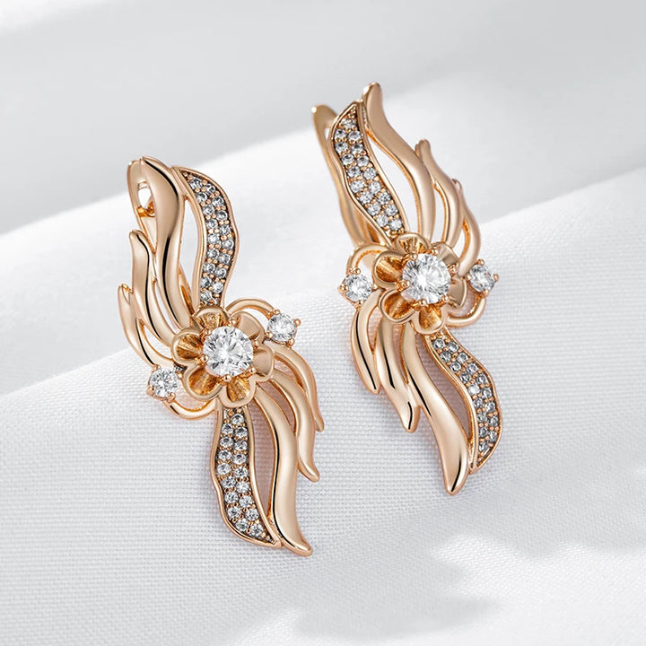 Exclusive Rose Gold Hollow Flower Earrings