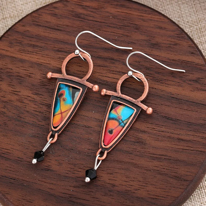 Retro geometric pattern earrings