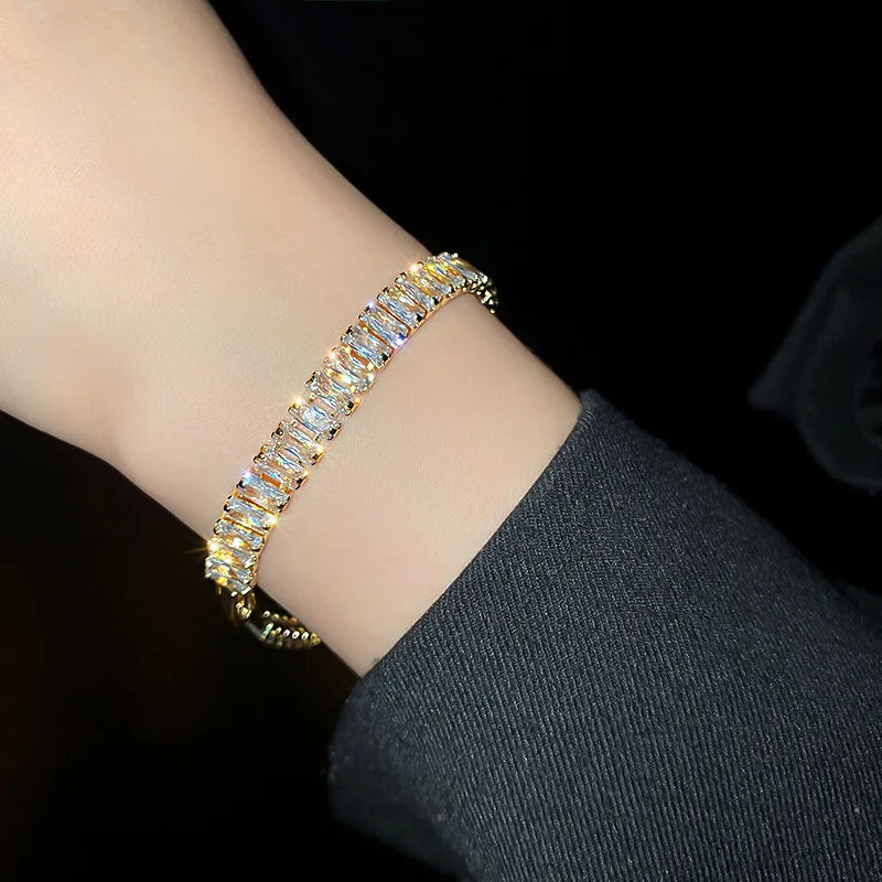 Sophisticated Gold Cubic Zirconia Tennis Bracelet