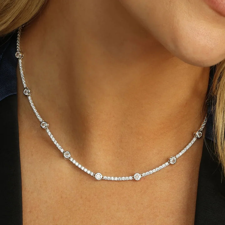 Sophisticated Gold Cubic Zirconia Tennis Choker