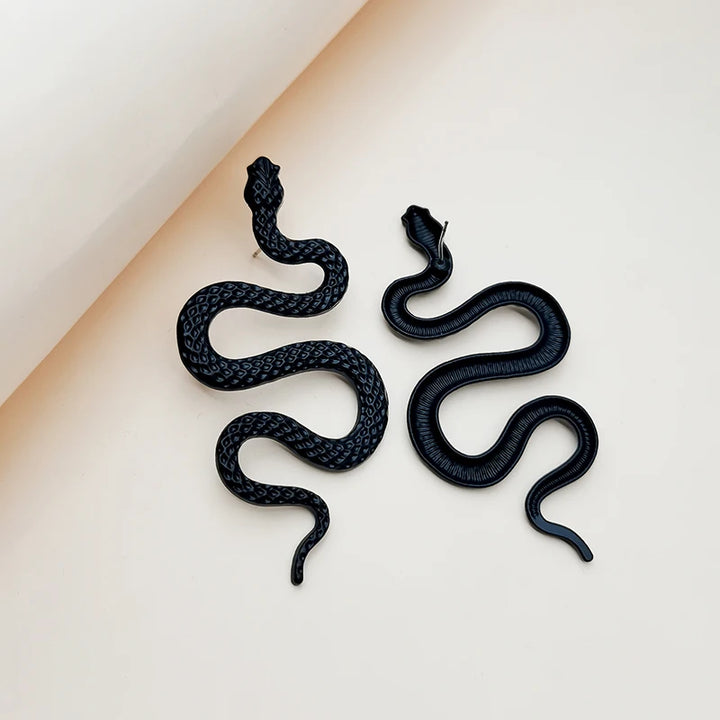 Exaggerated Gold Snake Earrings