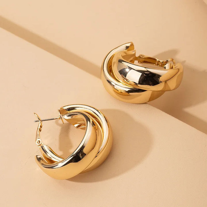 Elegant Gold Chunky Hoop Earrings