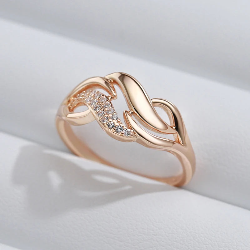 Elegant Rose Gold Geometric Zircon Ring