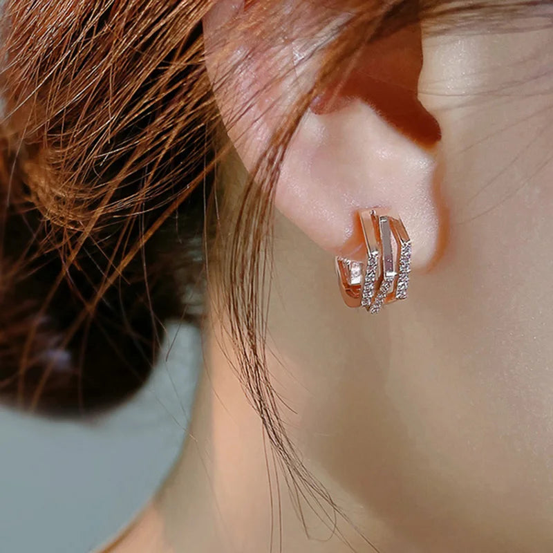 Exclusive Rose Gold Geometric Hoop Earrings