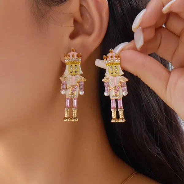 Elegant Crystal Snowflake Pearl Drop Earrings