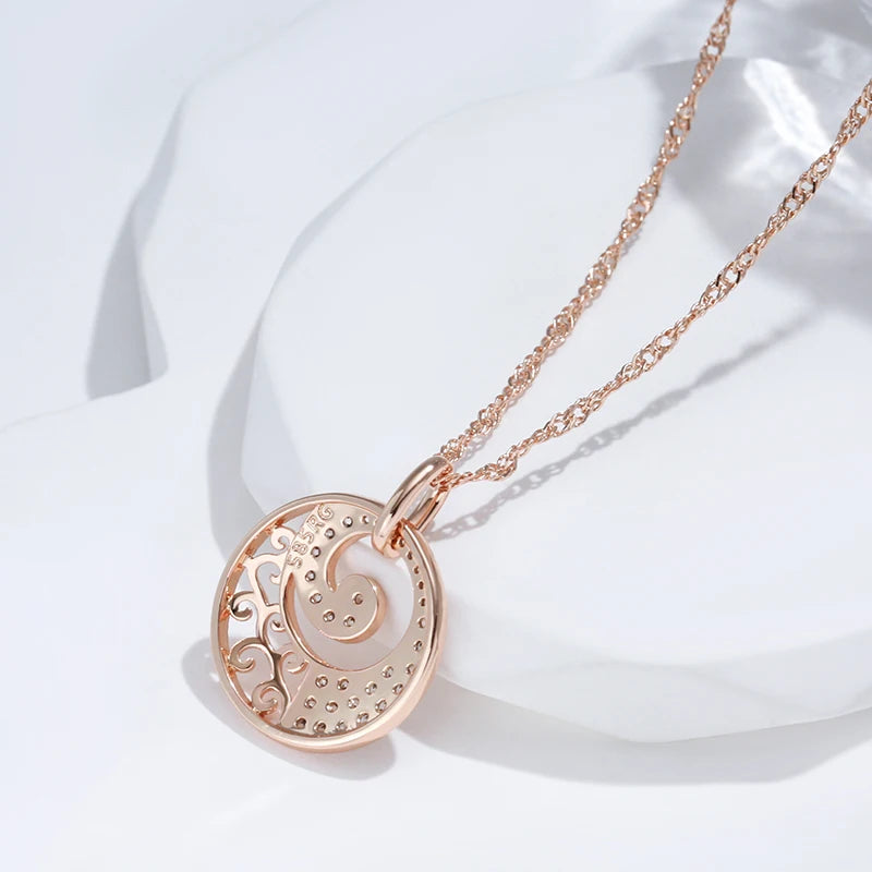 Elegant Rose Gold Crystal Flower Necklace