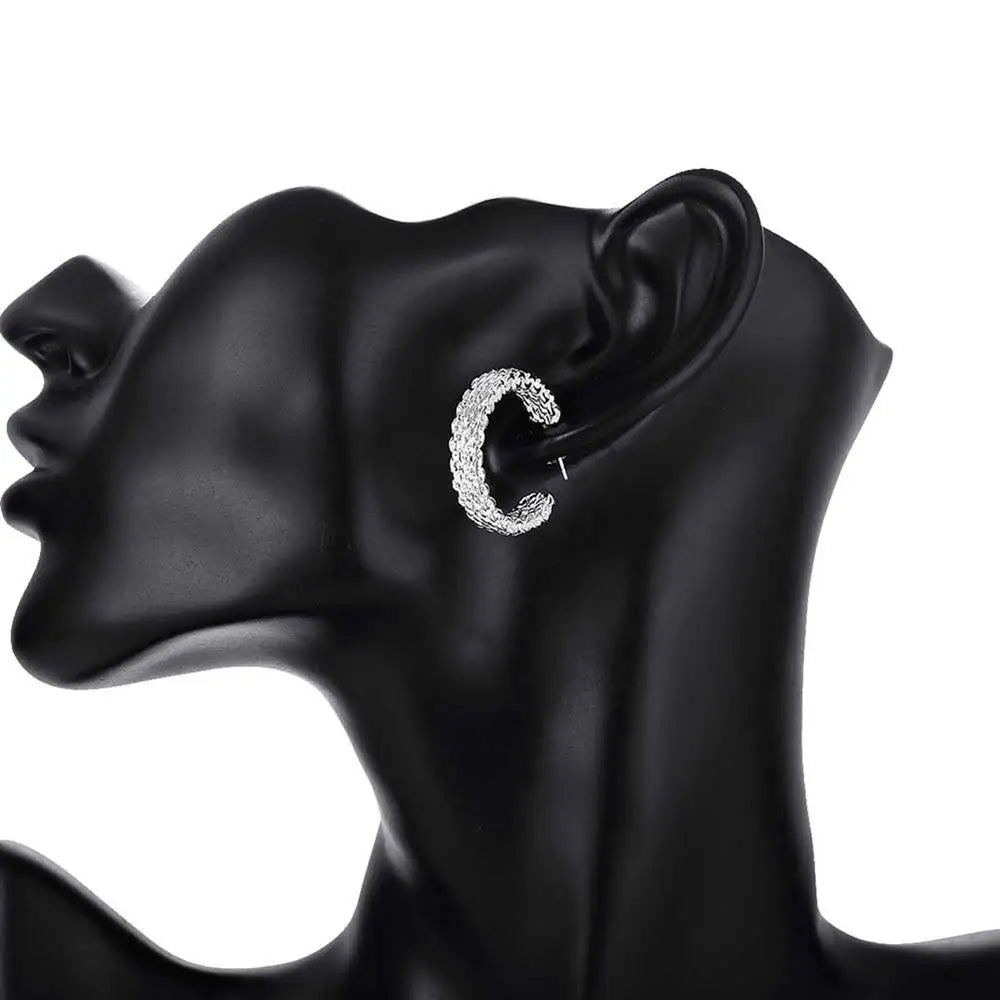 Elegant Sterling Silver Christmas Charm Earrings