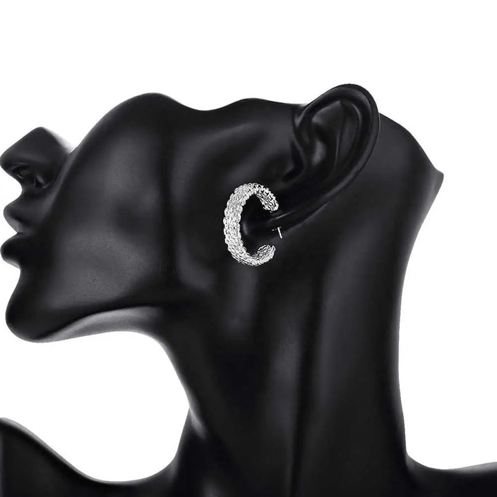 Elegant Sterling Silver Christmas Charm Earrings