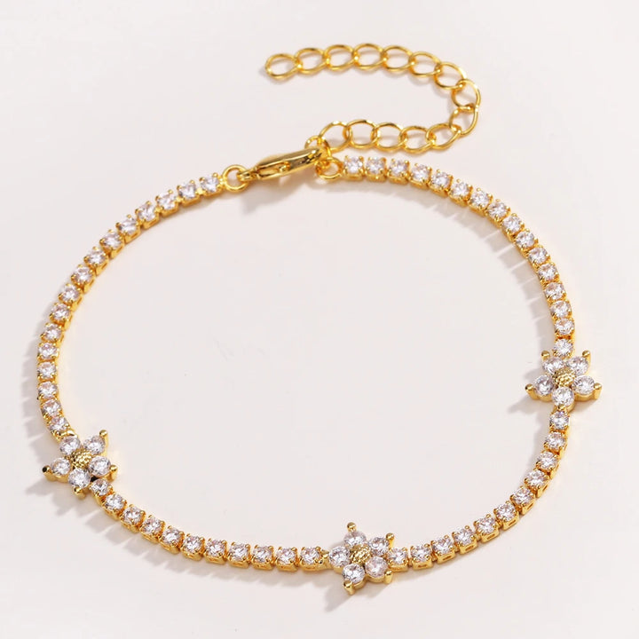 Chic Gold Colorful Zirconia Flower Necklace