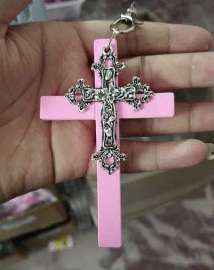 Gothic Large Zircon Cross Pendant Necklace