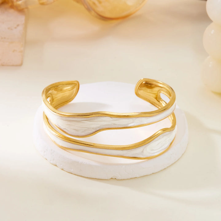 Vintage White Open Stainless Steel Bracelet