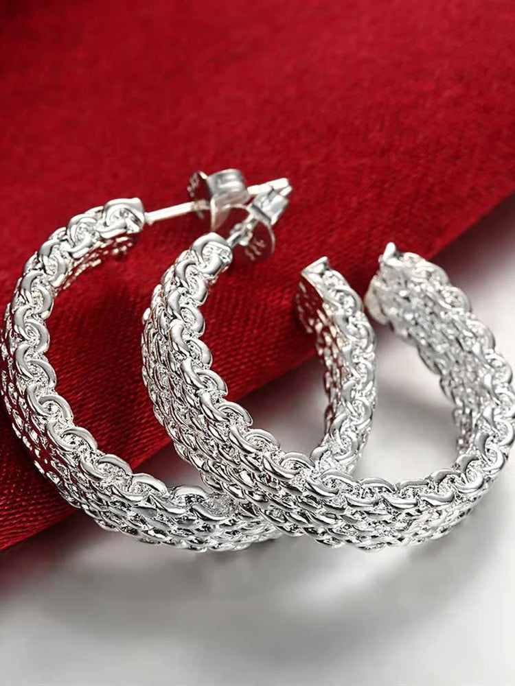 Elegant Sterling Silver Christmas Charm Earrings