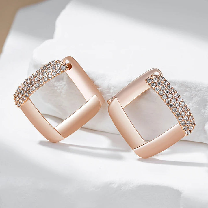 Sophisticated Rose Gold Zircon Stud Earrings