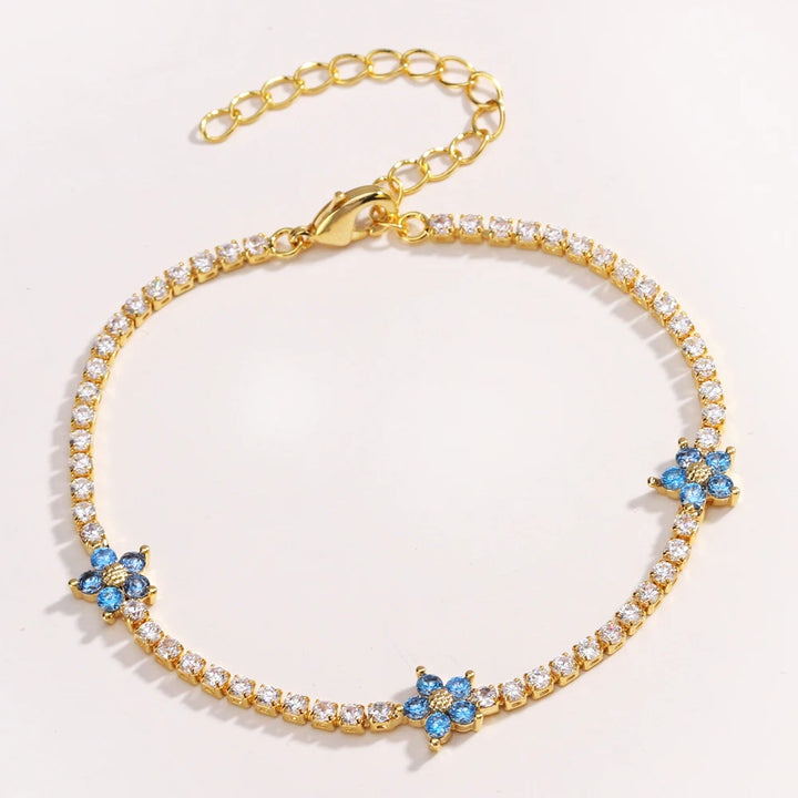 Chic Gold Colorful Zirconia Flower Necklace