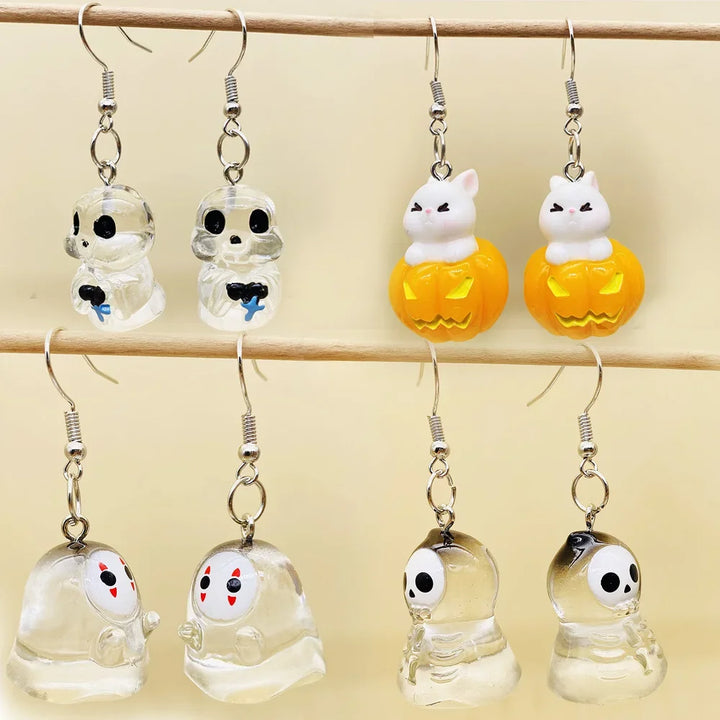 Halloween Ghost and Pumpkin Hoop Earrings