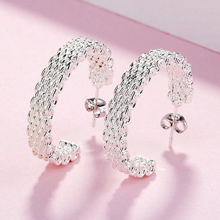 Elegant Sterling Silver Christmas Charm Earrings
